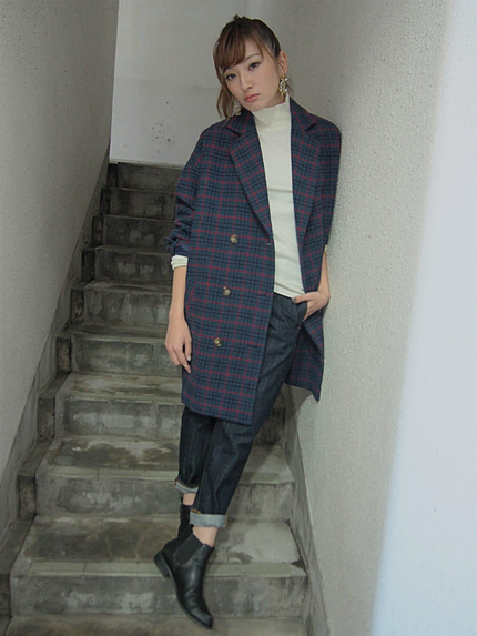 Ungrid【Casual】チェックチェスターコート