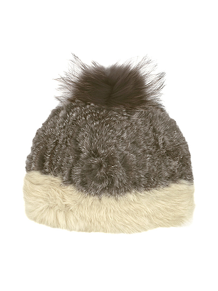 RUNWAY channel【casselini】ジャンボポンポンファー帽子1 N.GY