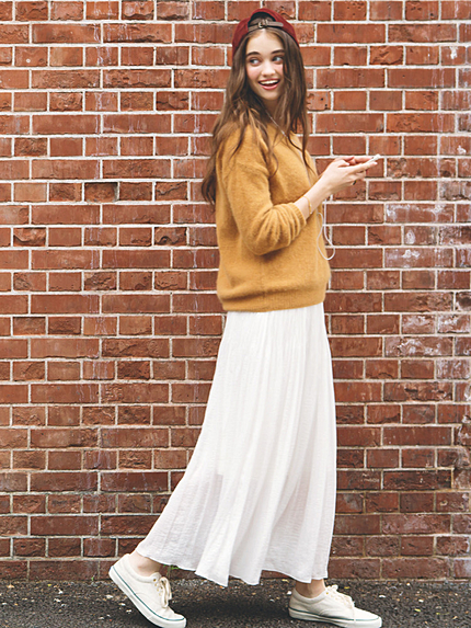 Ungrid《sweet10月号 紗栄子ｻﾝ着用》 【Lady Like】ヴィンテージサテンマキシＳＫ