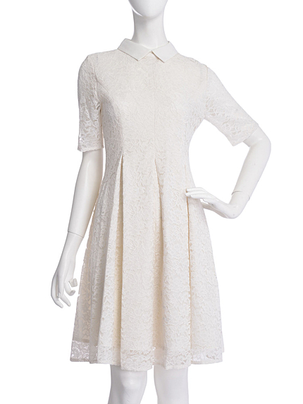 【W】シャツカラーレースワンピース