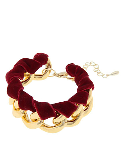 i-SOOK【i-SOOK】ベロア付ビックゴールドチェーンブレス