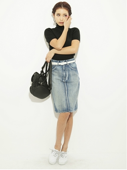 GYDA【CASUAL】デニムフレアミディアムSK