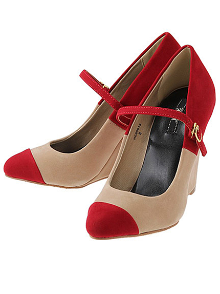 RUNWAY channel【R&E】バイカラーウェッジソールワンストラップパンプス