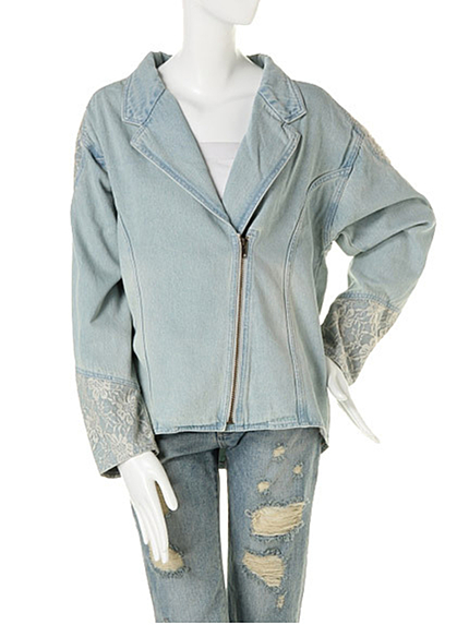 Littny【Littny】レース切替えデニムブルゾン