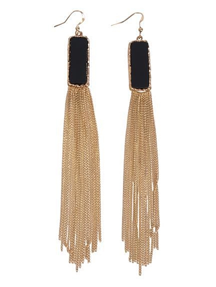 GYDAロングフリンジストーンピアス