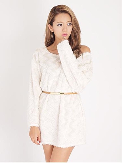 Chedelジャガードシャギーニットワンピース