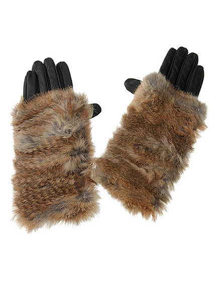 RUNWAY channel【Le Vernis】ラビットウォーマーグローブ ナチュラルブラ