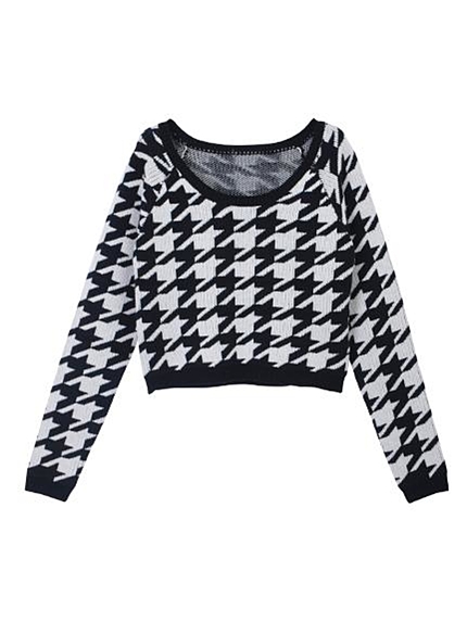 GYDA千鳥格子ショートニットTOPS