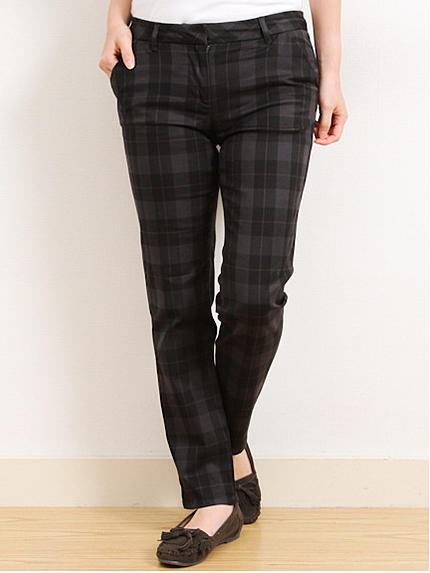 チェックタックストレッチパンツ