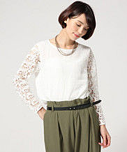 ソデレースＴシャツブラウス