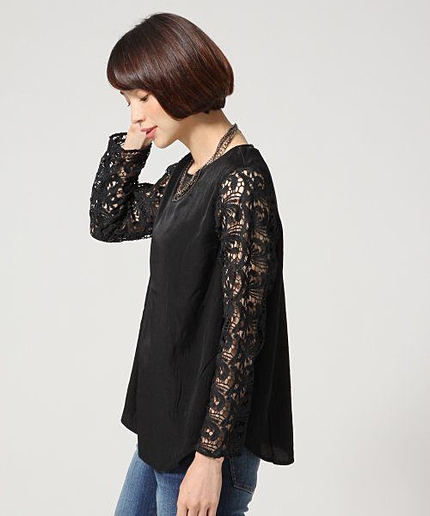 ソデレースＴシャツブラウス