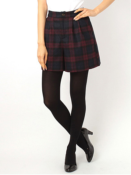 チェックフラノキュロットパンツ