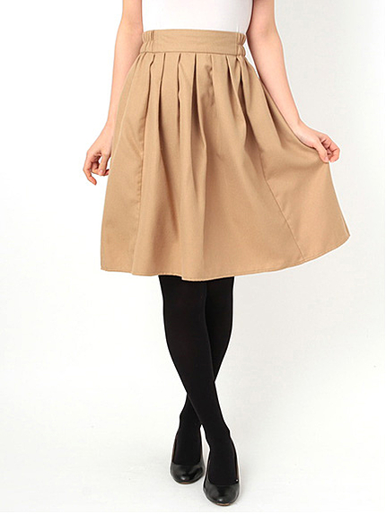 ・ミモレ丈タックギャザースカート