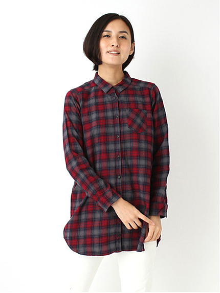 Bネルチェックシャツチュニック