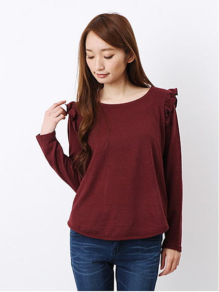 肩フリルプルオーバー