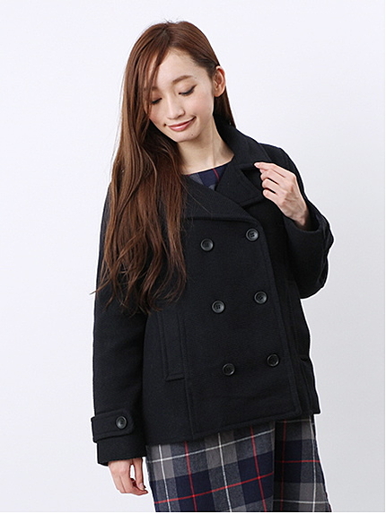 B中綿キルティングピーコート