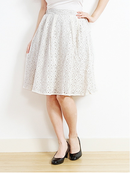 Uレースサキュラーミディスカート