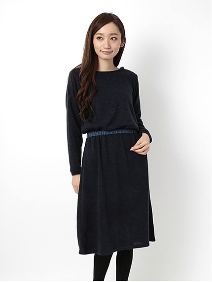 ・ウエストギャザーフレアーロングワンピース