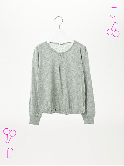 Junior ギャザー配色長袖Tシャツ