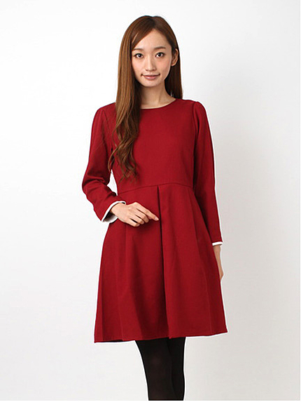 ウエスト切替Aラインワンピース