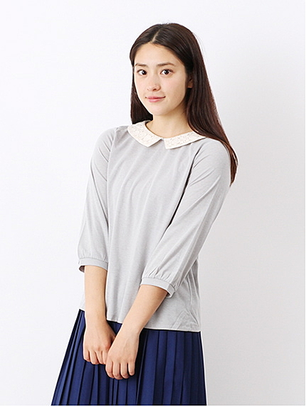 幾何レース襟付プルオーバー1202557-32-13-11