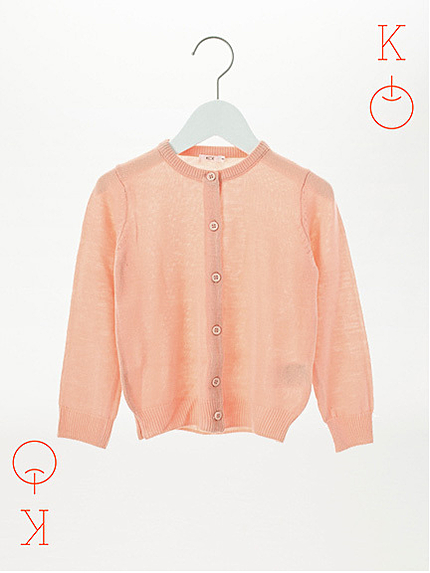 Kid's クルーネック長袖ニットカーディガン