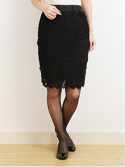 〈サイズコンシェルジュ〉ケミカルレースタイトスカート