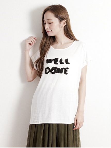 【Gleam】リボンロゴ5分袖チュニック