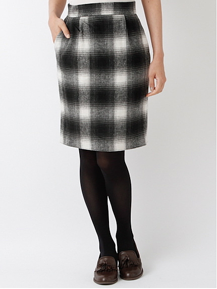 シャギーチェックタイトスカート