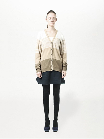 ミックスカラー長袖ニットカーディガン