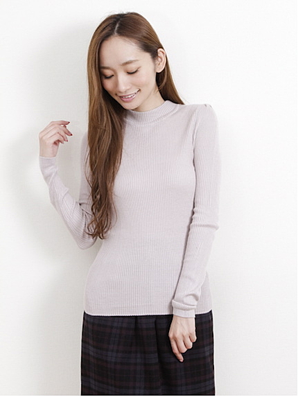 リブハイネックニット