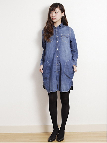 4.5OZデニム シャツワンピース