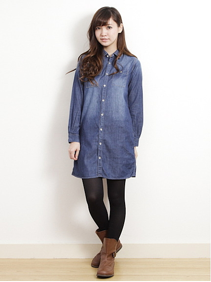 <サイズコンシェルジュ>デニムシャツワンピース