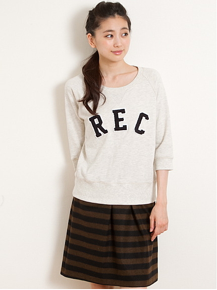 Aサガラワッペン裏毛7分袖プルオーバー