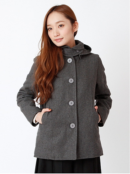 Bフード付きピーコート