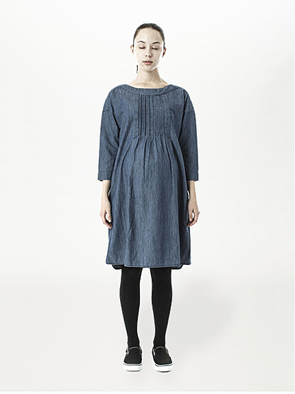 Maternity  デニム長袖サックワンピース
