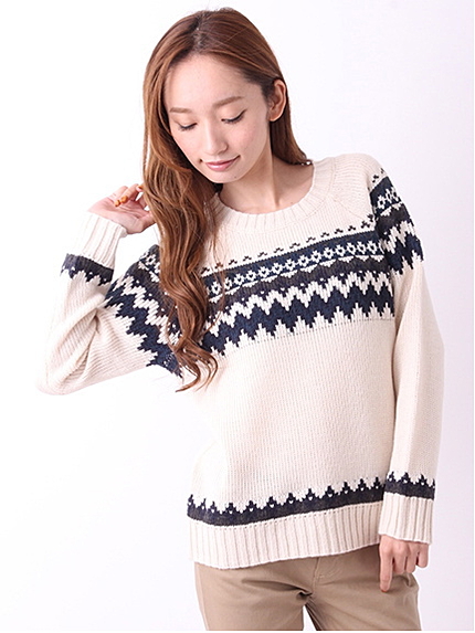 Uジャガードニットプルオーバー