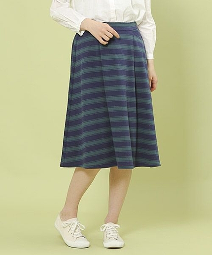 40ポンチボーダーフレアスカート