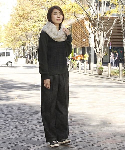 チェックジャガードクルーネックプルオーバー