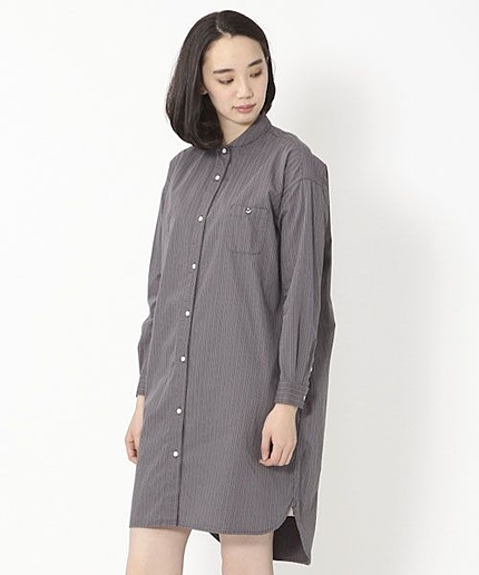 綿 裏起毛レジメンシャツワンピース