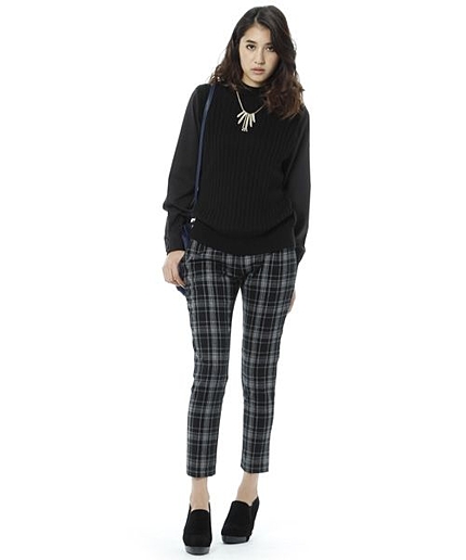 チェックスラックスパンツ