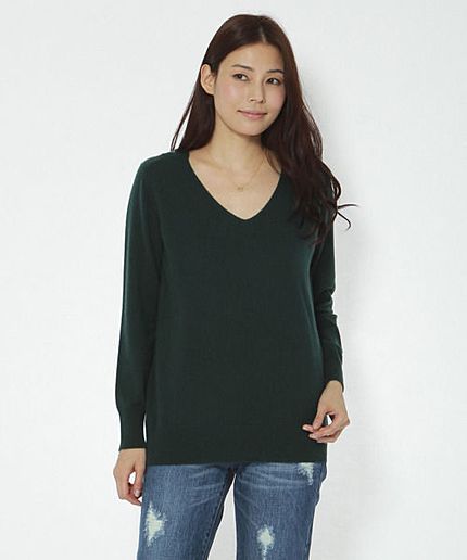 カラーカシミヤＶネックニット