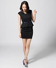 ポンチペプラムタイトワンピース