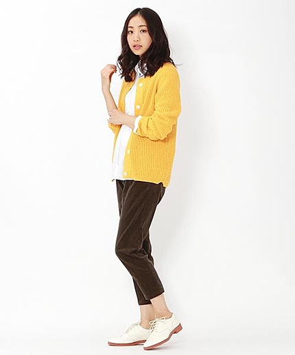 アクリルコットン畔クルーチビカーディガン