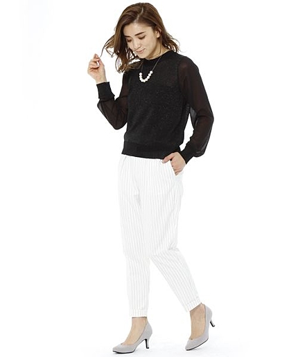 ソデシフォンラメミックスニット