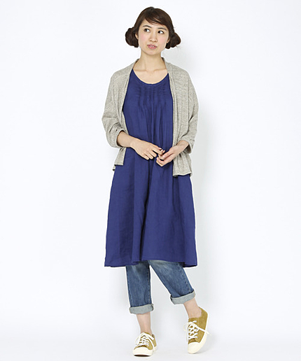 リネンピコタックノースリーブワンピース