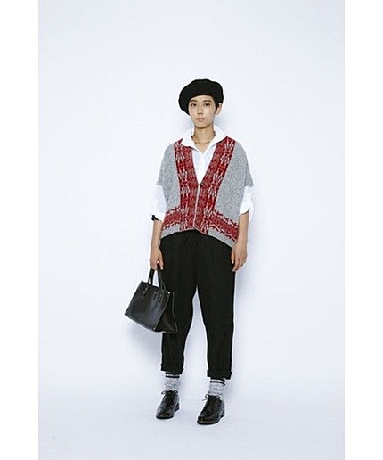 【OUTLET】シェットウール柄入りBIGカーディガン