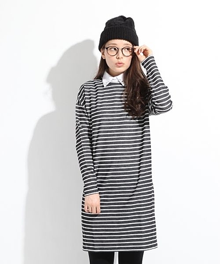 ニットソービジューワンピースロングスリーブ