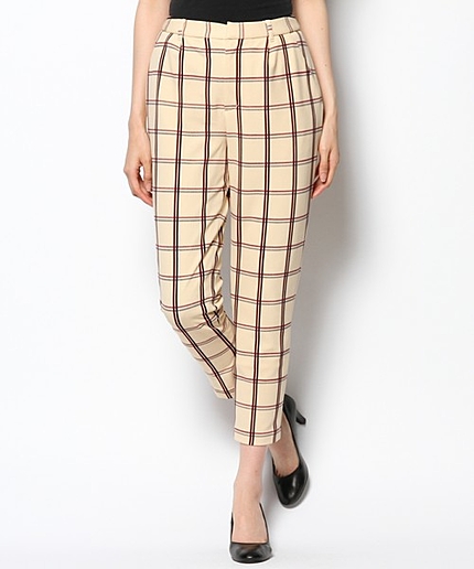 チェックテーパードパンツ