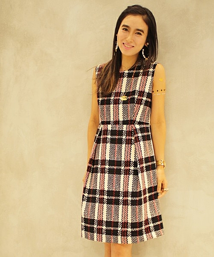 チェックタックフレアーワンピース